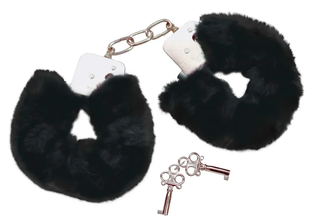Bad Kitty metalen handboeien met zwarte pluche hoes en sleutel