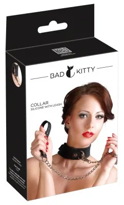 Bad Kitty siliconen halsband met lijn, in de verpakking