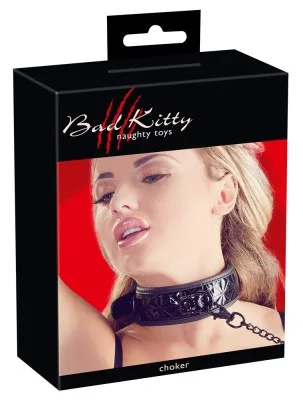 Bad Kitty halsband met ruitreliëf, in de verpakking