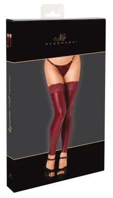 Noir wetlook kousen bordeaux, in de verpakking