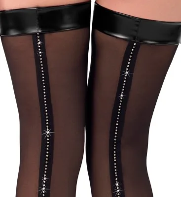 Noir transparante kousen met glitternaad, detail