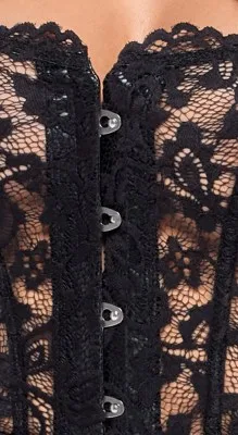 Noir korsetjurk zwart met kant, detail