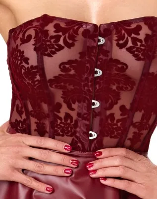 Noir korsetjurk bordeaux, detail