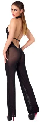 Noir rugloze glitter jumpsuit, achterkant