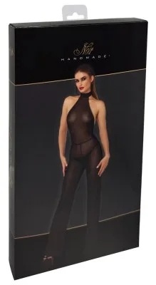 Noir rugloze glitter jumpsuit, in de verpakking