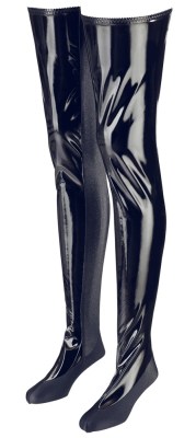 Lak overknee kousen (bedlaarzen) van Black Level, productfoto voorkant