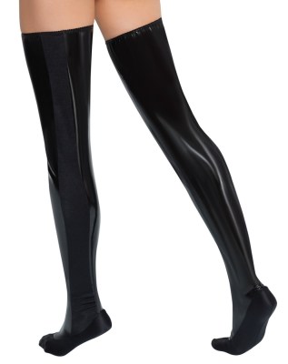 Lak overknee kousen (bedlaarzen) van Black Level, achterkant